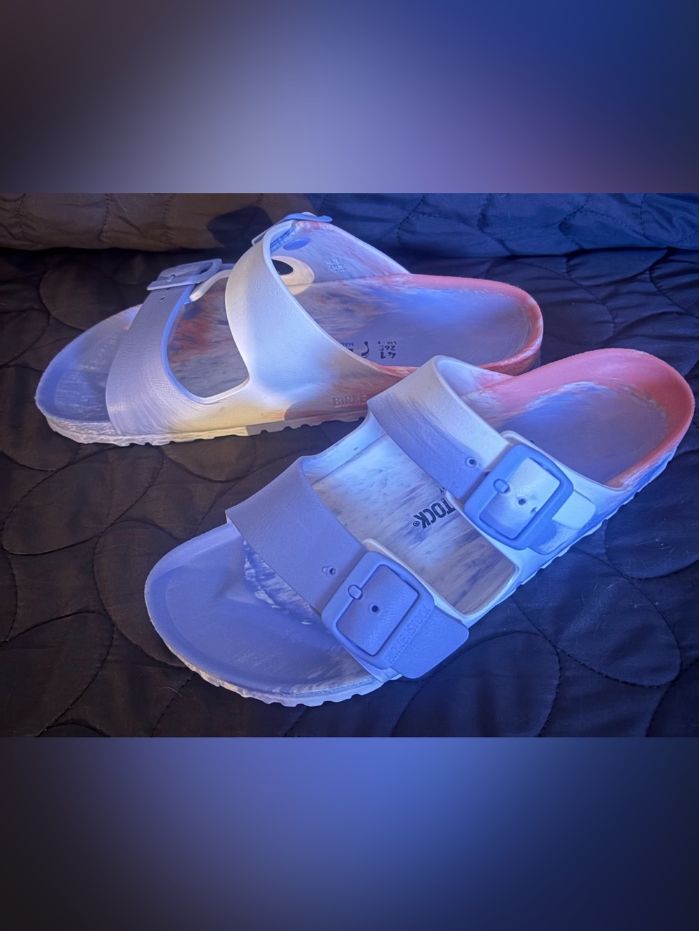 Birkenstock Women's Light Blue/Pink Arizona EVA Sandals Size EU 41/US 8.5M/10W